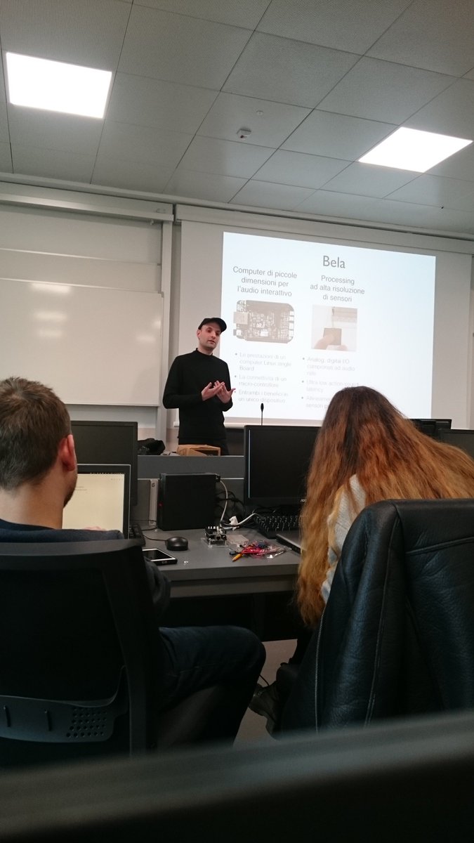 AugmentedHello's tweet photo. Yesterday I gave a short lecture and workshop about #sonicInteractionDesign and #physicalInteractionDesign at #MilanUniversity 🇮🇹 with @BelaPlatform ⚗️🔊. It was good to come back to the place where I got my Bachelor's degree🧡 #memories https://t.co/NH6SGaxP4A