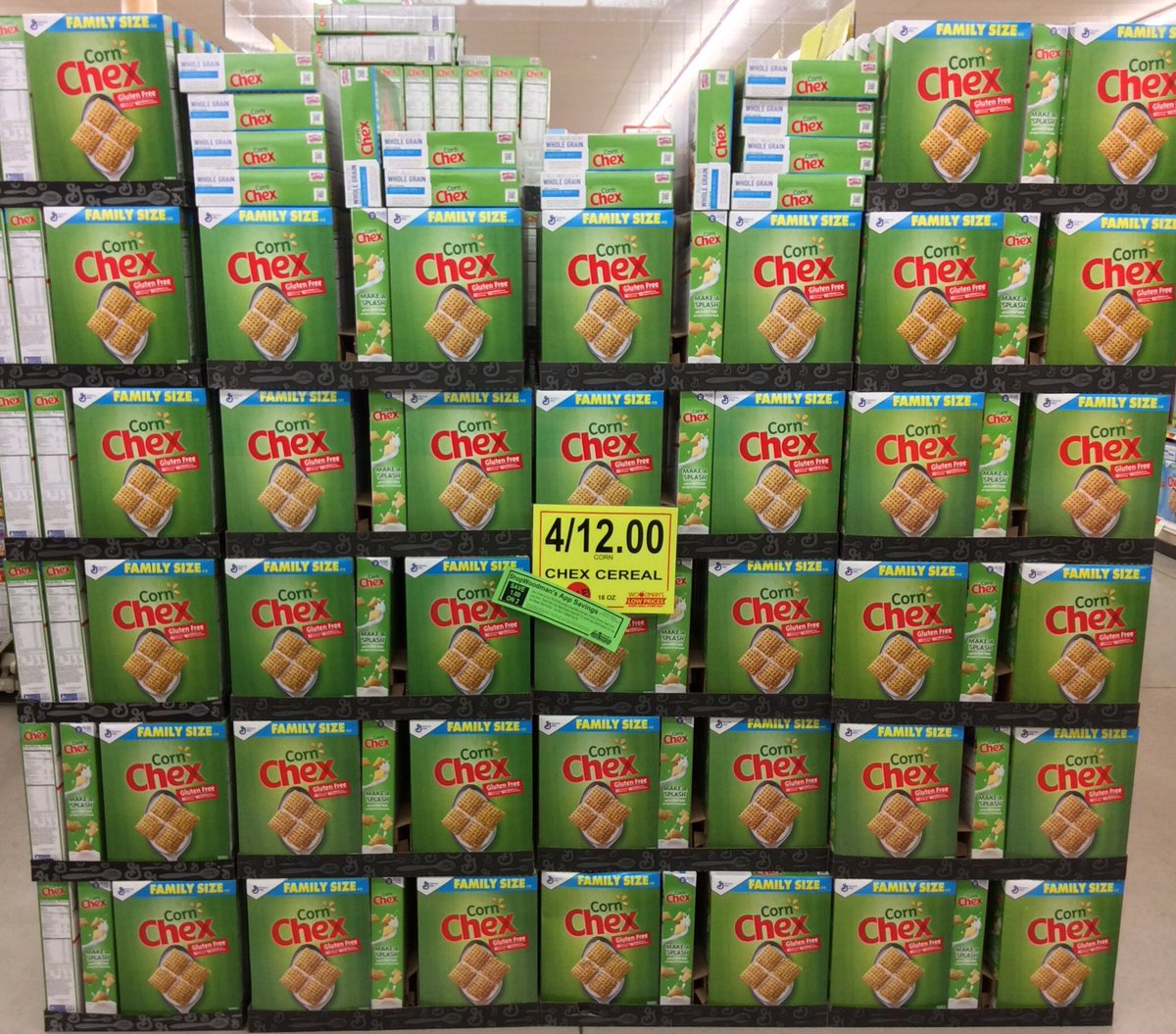 Family Size Corn Chex are 4/$12, plus save an additional $1 on (2) boxes when you use the digital coupon available on our ShopWoodman’s smartphone app available on iOS and Android devices. 

#WhileSuppliesLast #ShopWoodmans