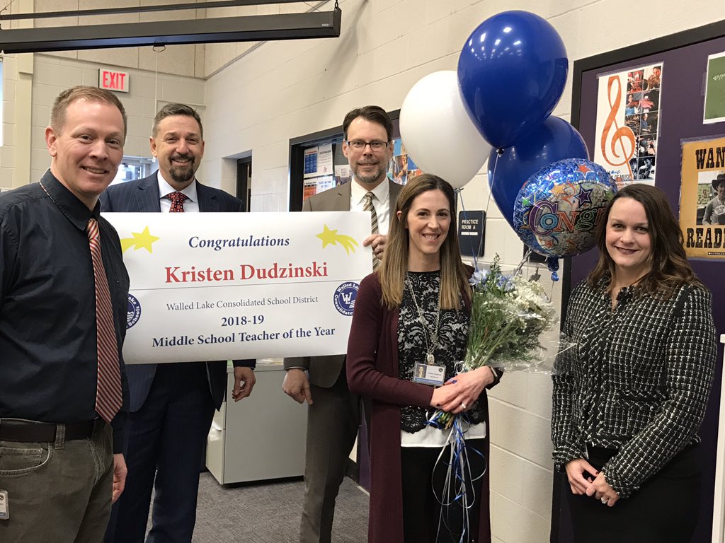 WalledLkSchools's tweet photo. @Banksmiddle @kalhornm @kennethgutman CONGRATULATIONS Kristen Dudzinski for being named Middle School Teacher of the year!! https://t.co/oNw16qWZmk