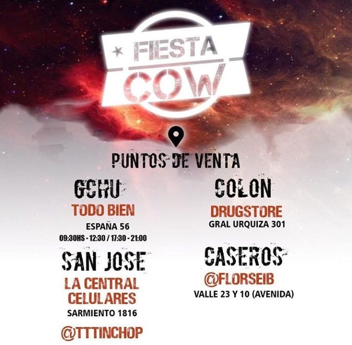 JoseCumba's tweet photo. Puntos de ventas en:
✅ Gualeguaychu
✅ Colón
✅ San José
✅ Caseros
#FiestaCow 29 de Diciembre.... https://t.co/agBdZIC6Vk