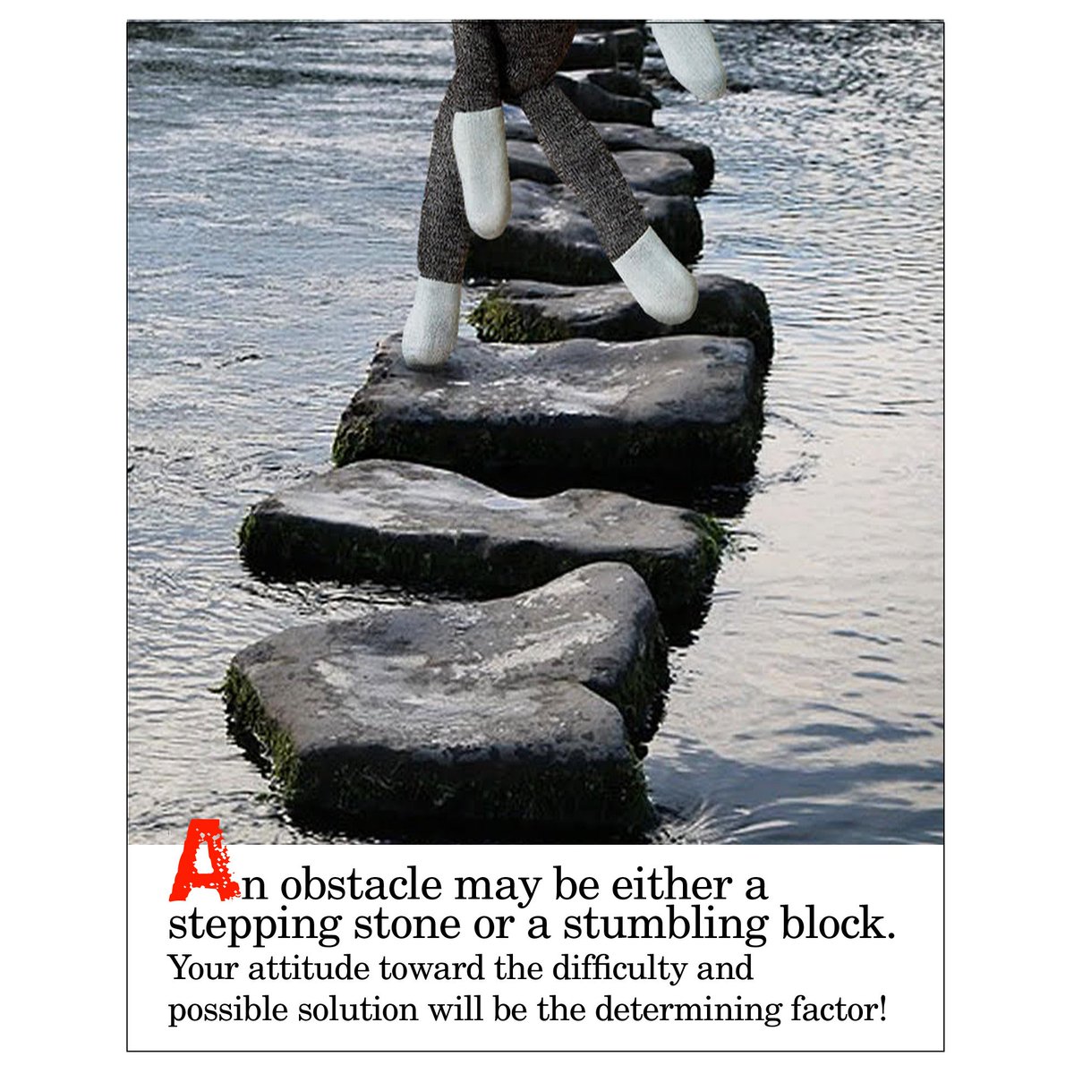 SezSock's tweet photo. Thought for today. #sockmonkey #sockmonkeysez #motivation #inspiration #wisewords #wordstoliveby #wordsofwisdom #lifequotes #brainfood #wisemonkey #monkeywisdom #steppingstone #attitudeiskey #solutiondeterminedbyattitude #turnstumblinblocksintosteppingstones #taketherightsteps https://t.co/InGTaO0TA6