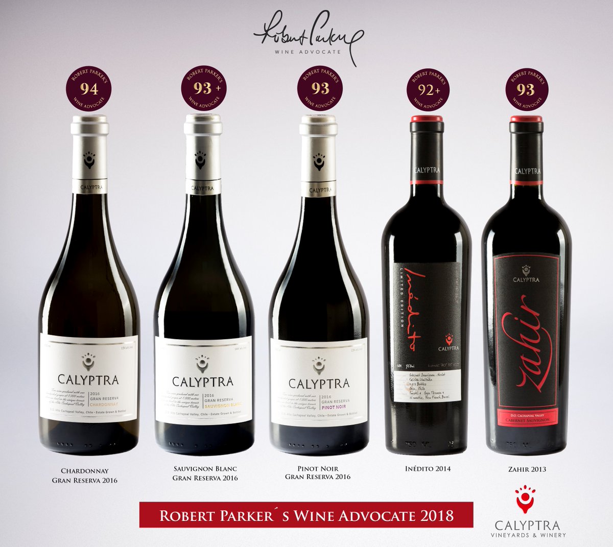 ¡Puntajes <a href="/Wine_Advocate/">Robert Parker Wine Advocate</a> 2018 para <a href="/CalyptraWines/">Calyptra</a>!
#calyptrawines #calyptragranreserva #calyptravivendo #calyptralover #vallealtocachapoal #altocachapoalvalley #winesofchile #winelover #wine #winevinhos #vinho #wein 
calyptra.cl