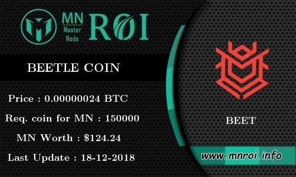 beetlecoin's tweet image. We are on MNROI.info. 

Track your BeetNode stats on buff.ly/2Es3fw1 .

#MasternodeMonitoring #MASTERNODES #passiveincome #altcoins