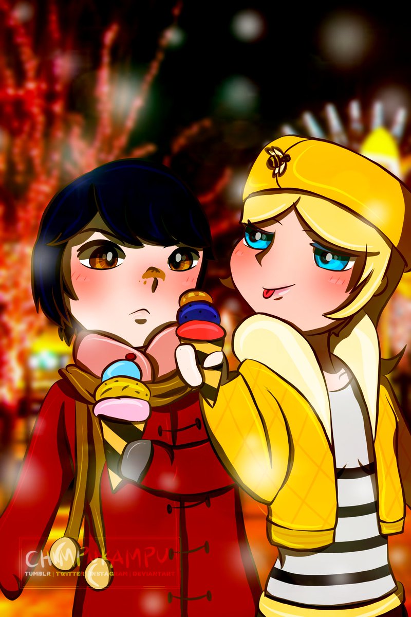 Chimpukampu's tweet photo. Yo @_ophanem I'm your Secret Santa!
Hope you'll like this #Chlogami having an ice cream date 🍦
#HappyHolidays!
#ML #MiraculousLadybug #Miraculous #mlsecretsanta2k18 #ChloeBourgeois #KagamiTsurugi #FANART #digitalart https://t.co/UO0ExMmarf
