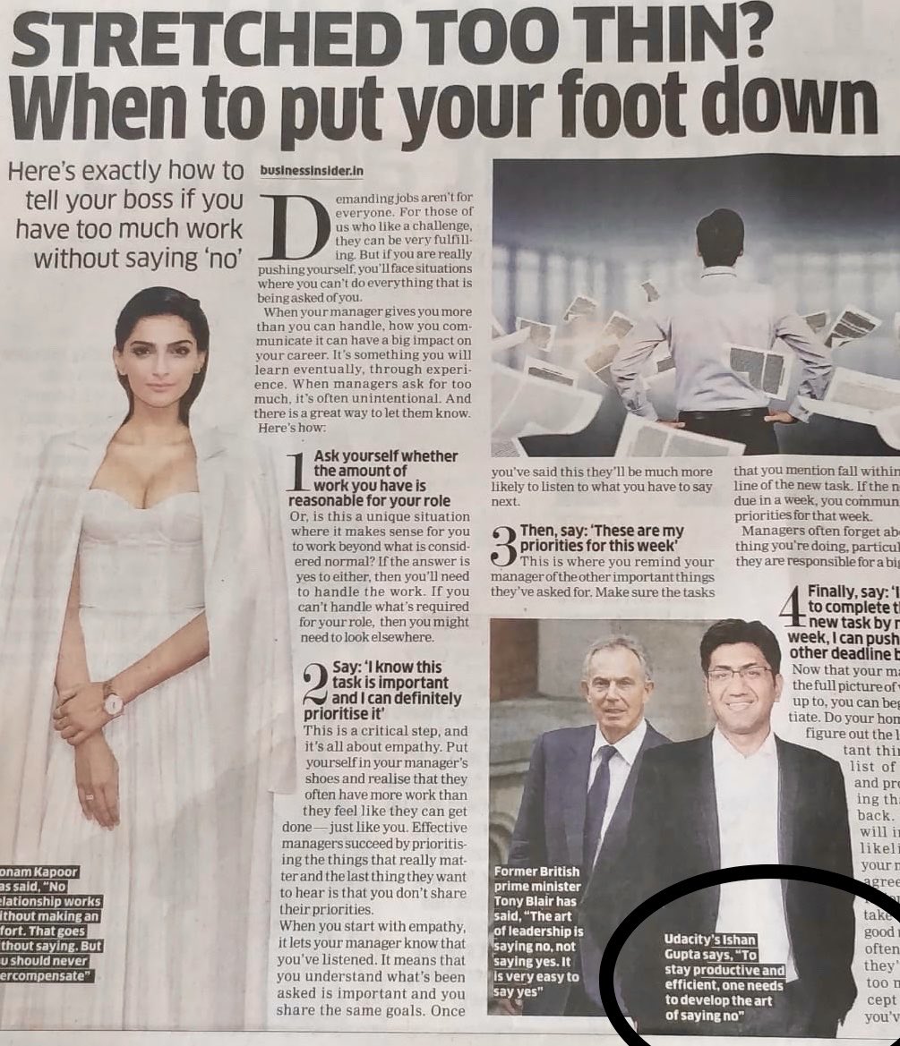 ishan_gupta's tweet photo. We often dwindle between a 'Yes' or a 'No'. But sometimes, the road less traveled by, is less traveled by, for a reason. Couldn't agree more with #TonyBlair and @sonamakapoor , the 'Art of saying NO'. https://t.co/BdiREWeLQY