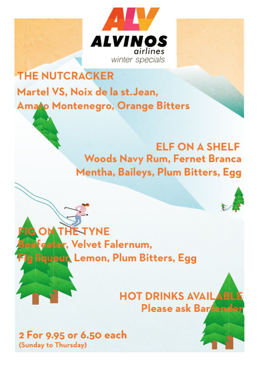 alvinosbarnewc's tweet image. Our winter menu 😍🍹✈️  #Cocktails