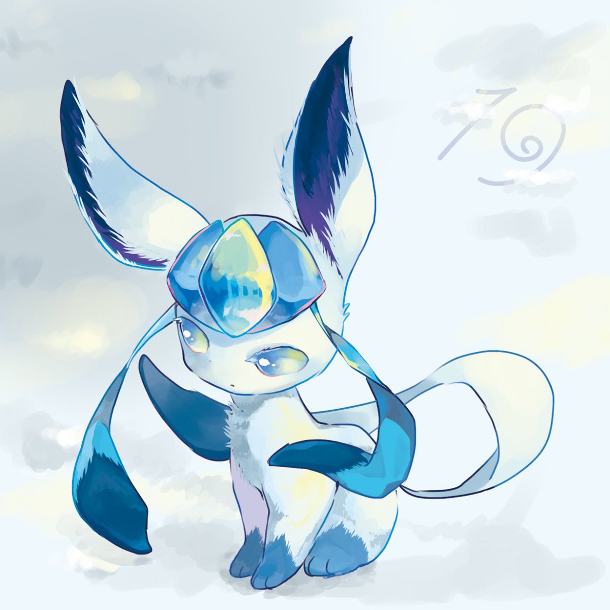 glaceon no humans pokemon (creature) solo full body closed mouth white eyes poke ball symbol  illustration images