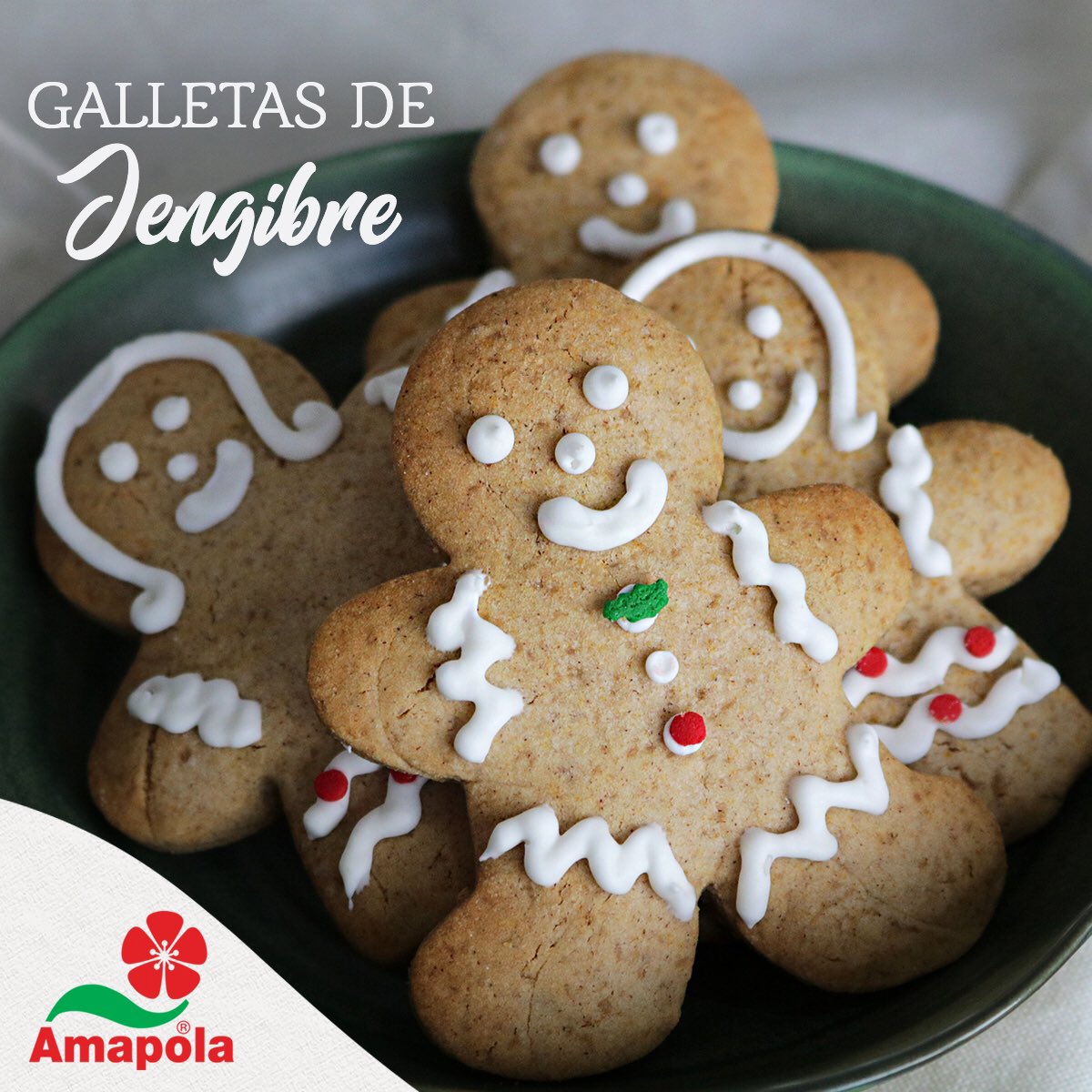 AmapoladePR's tweet photo. 👪🍪 Comparte en familia estas navidades preparando unas ricas galletitas de jengibre. RECETA👉🏼 https://t.co/dqaJF0QQ70 #AmapolaPR https://t.co/VGtQ4AlZRx