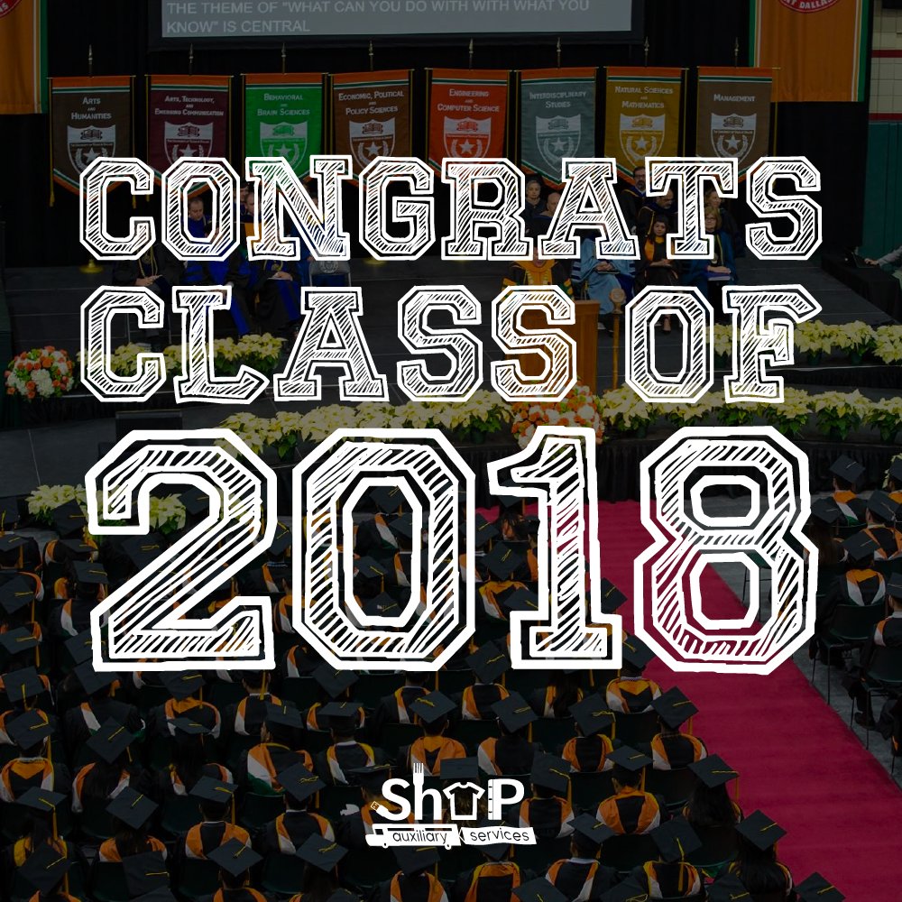 UTDAuxiliarySvs's tweet photo. Congratulations to our fall graduates, Class of 2018! #utdgrad #utd18 #utdone https://t.co/50TyujEDTk