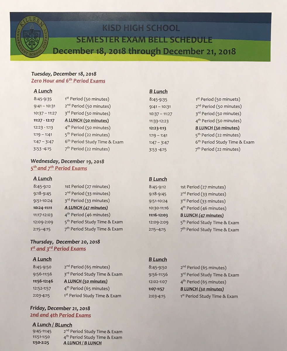 EHSPrincipal's tweet image. Keep this week’s exam schedule handy! 🦅 #ownyourlearning