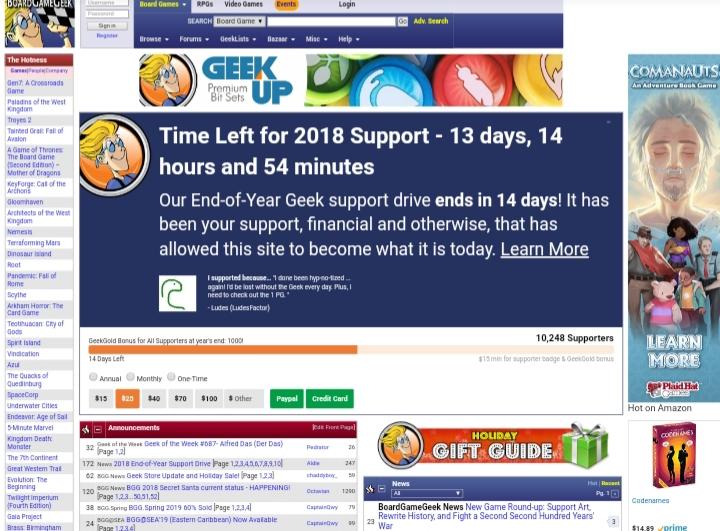 Una enorme banca dati sui giochi da tavolo, con oltre 21.000 schede. Certo, due minuti per la grafica del sito ce li potevano buttare...
#smm19