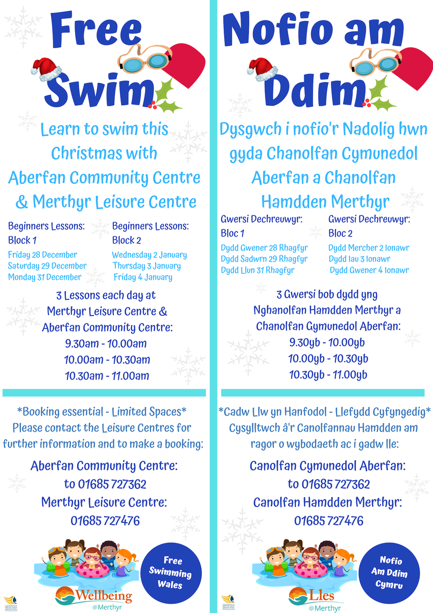 Our Free Swimming Lessons for Beginners is back at Merthyr &amp; Aberfan Leisure Centres
******
Mae ei'n Wersi Nofio Dysgwyr Am Ddim yn ôl yn Ganolfan Hamdden Merthyr a Aberfan 
#swimming 
<a href="/MerthyrLeisure/">Merthyr Leisure</a> <a href="/ActiveMerthyr/">Active Merthyr</a> <a href="/TrinityAberfan/">Trinity Childcare and Family Centre Aberfan</a> <a href="/WeLoveMerthyr/">We Love Merthyr</a>