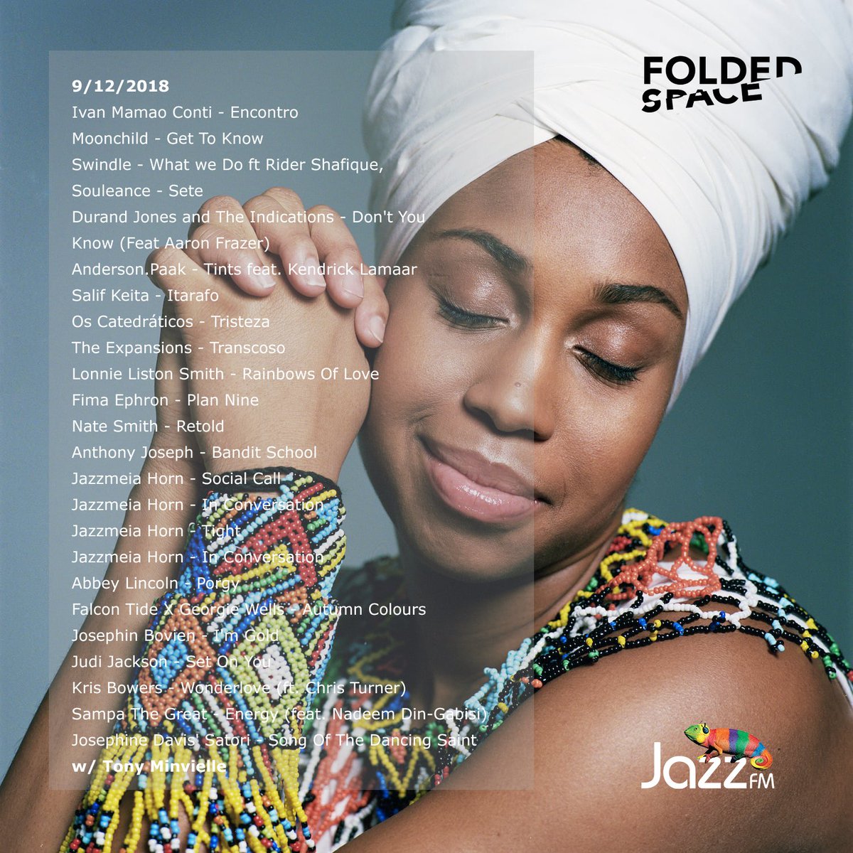 Another chance to listen to my meeting with the exceptionally talented <a href="/MsJazzHorn/">Jazzmeia Horn</a> on #Foldedspace on <a href="/jazzfm/">Jazz FM</a> plus <a href="/krisbowersmusic/">Kris Bowers</a> @FimaEphron <a href="/swindle/">Swindle</a> <a href="/Sampa_The_Great/">Sampa The Great</a> <a href="/Expansionsmusic/">The Expansions</a> <a href="/thisismoonchild/">Moonchild</a> <a href="/AndersonPaak/">ellie</a> and more 🎧 bit.ly/2QBJHwv