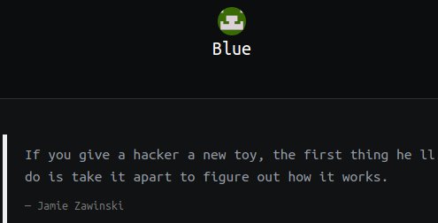 inc0gnito_'s tweet photo. Own the user and root on Blue!!
#HACKTHEBOX via @hackthebox_eu
special thanks to @v0lk3n #checksec
If you give a hacker a new toy, the first thing he will do is take it apart to figure out how it works.
--Jamie Zawinski https://t.co/xyZKyzD7os