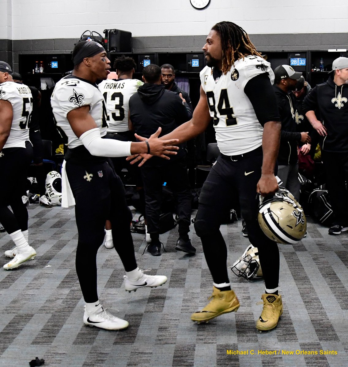 Saints's tweet photo. Another win = another locker room celebration 🙌

Full gallery 📸: https://t.co/Ut3jGL4J6c

(presented by @MBUSA) https://t.co/4tUqp7CiSP