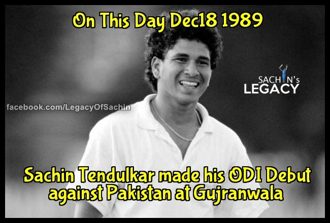 #OnThisDay in 1989 @sachin_rt made his ODI debut against @TheRealPCB at gujranwala
-A post from @sachin_rt pakistani fan page
