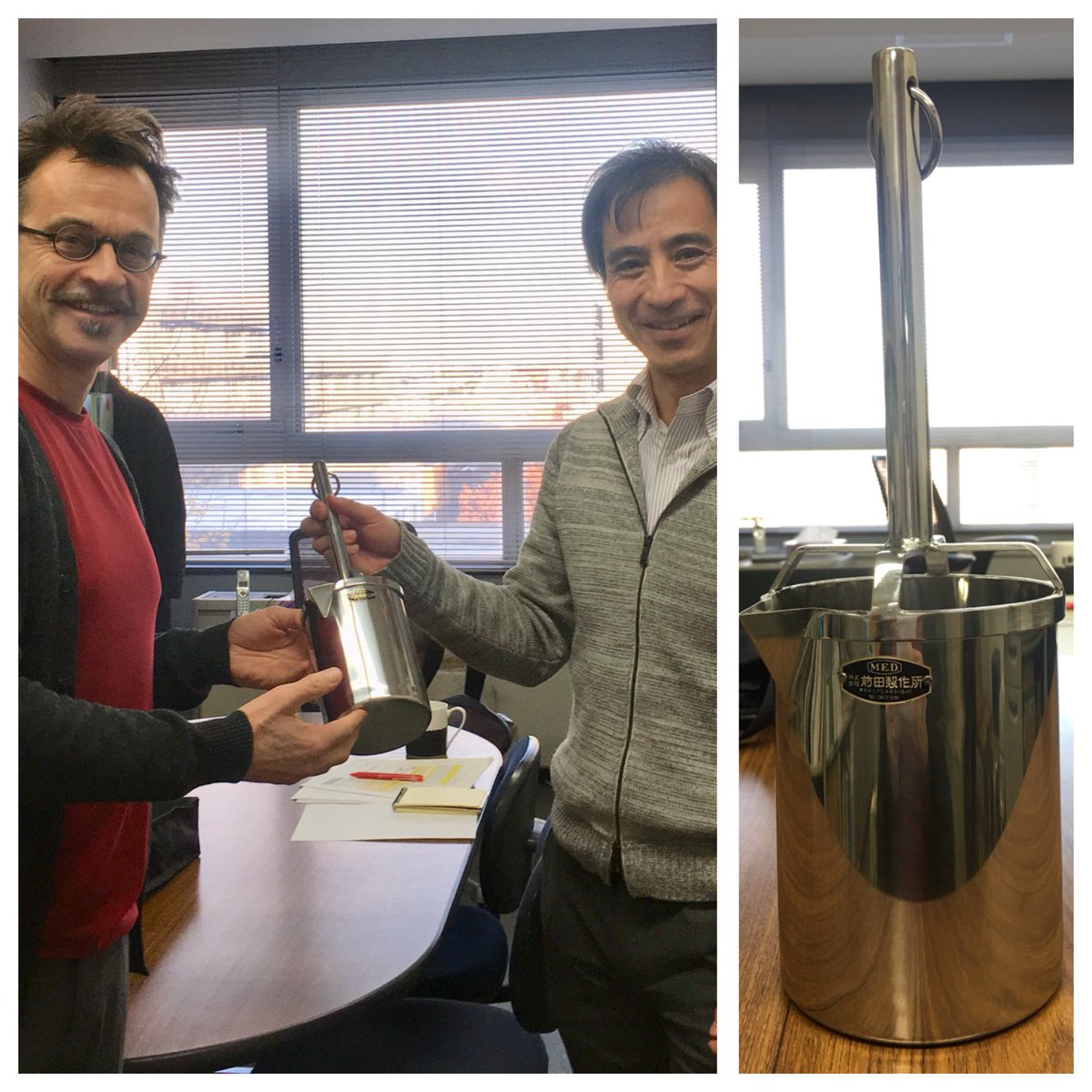 MetLab_AU's tweet photo. Did you know? This is a #Pettenkofer sampling bucket! Named after the 19th cent Bavarian chemist & hygienist! With its handle very manipulable - popular in 🇯🇵 . Goodbye 🎁 from @fkurisu . Better sampling ahead! https://t.co/c3NU3c3CWO