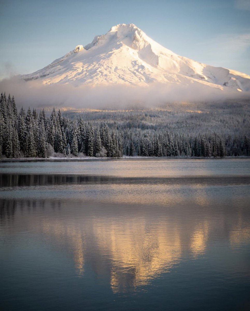 inMtHood's tweet photo. A calm reflection on the lake and a stunning snow-coated mountain. Thanks to Instagrammer swbugas for sharing this view! #omht https://t.co/WRPExRhlgW
