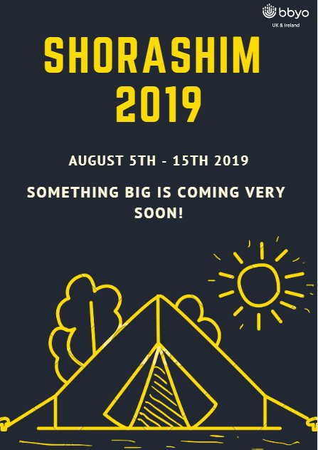ATTENTION BBYO UK AND IRELAND!

Are you ready for some huge news about Shorashim 2019? Stay tuned so you don't miss out. Head to bbyo.org.uk to sign up to our mailing list!
