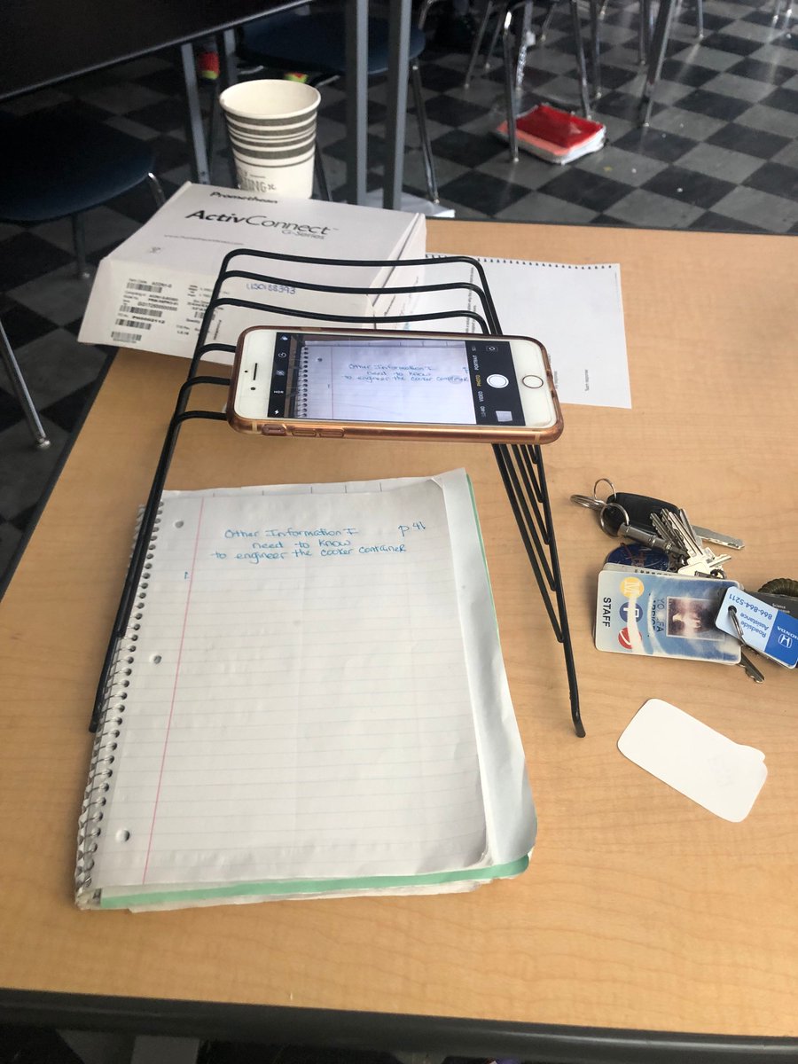 MPS_Kayla's tweet photo. Doing some creative thinking over at Northeast to help Ms. Carriger use her mobile device as a Document Camera! 
#learnpromethean #edtech #MPSpromethean #activpanel #Promethean #interactiveclassroom #teachertips #creativethinking https://t.co/TNXz01eX7j