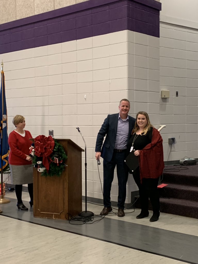 JulieBarbee1's tweet photo. Proud of Scarlett Walker-she was presented a “Super” award of being named DeSoto Parish’s Middle School Teacher of the Year this morning by Superintendent Corley💜💛 https://t.co/OknBKjr2Vz