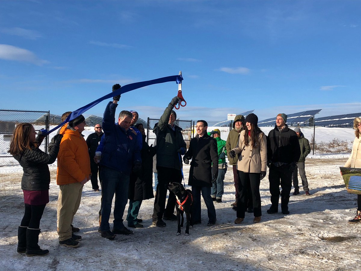 Quite the 💨🥶 day! But nothing could stop us from 👏 the new solar array on Ocean Ave landfill! The ☀️ will now power City Hall &amp; Merrill Auditorium! Thanks to all who got us to this point. It’s just the beginning. <a href="/revisionsolar/">ReVision Energy</a> #renewableenergy #climateaction #portlandme