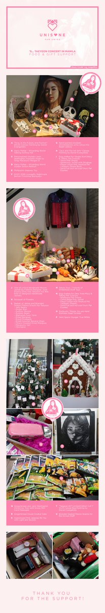 mintchocotaeng's tweet photo. [FOOD &amp; GIFT SUPPORT]

Hello Sone!
Here's the Gift &amp; Food Support for #s_TAEYEON_CONCERTinMNL 
THANK YOU for your utmost SUPPORT &amp; for making this POSSIBLE for our Kid Leader Taeyeon! 💗

🔗 https://t.co/saCbwCHi2V
#TAEYEONinMANILA
#UNISONE #PHSone #GGPH #SSFPH #STYPH #KTYPH https://t.co/R73CdKaDoR