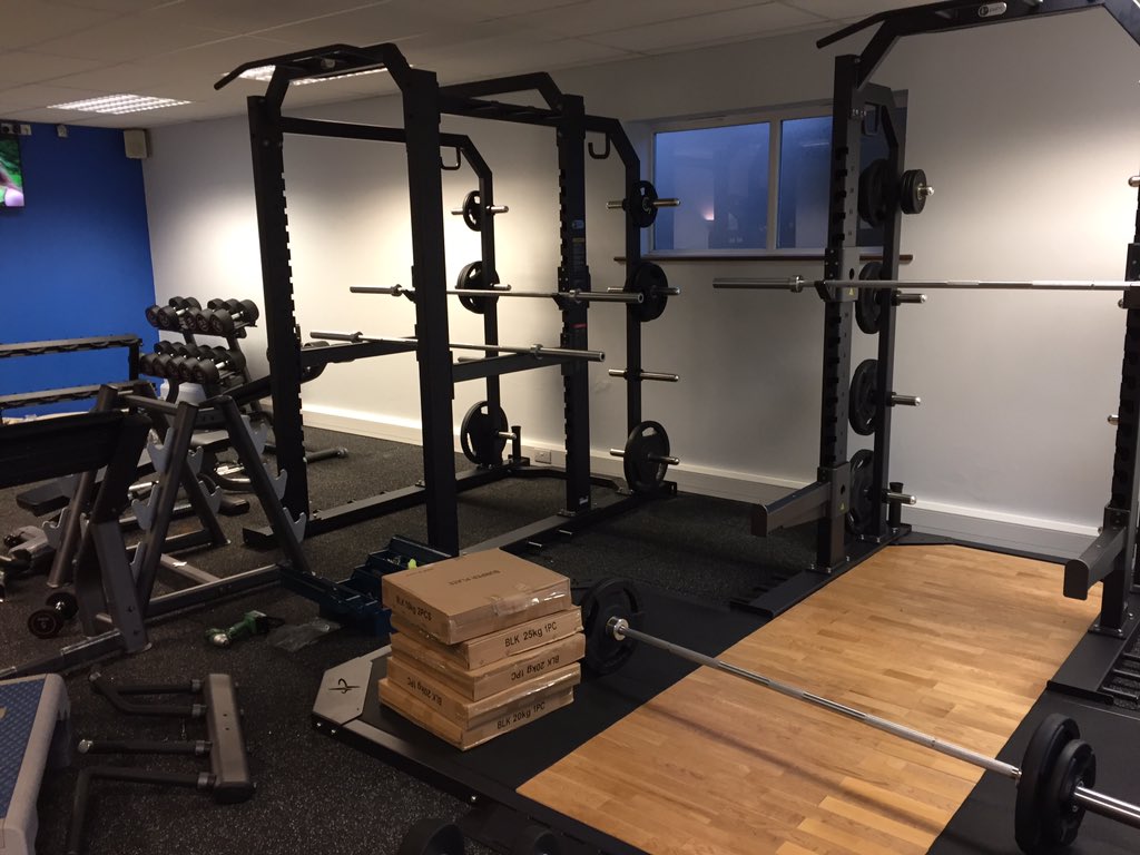 DaveChaplin2's tweet photo. Gym refit in progress! New half-rack with Olympic lifting platform &amp; full rack. https://t.co/AF7WslTYfC