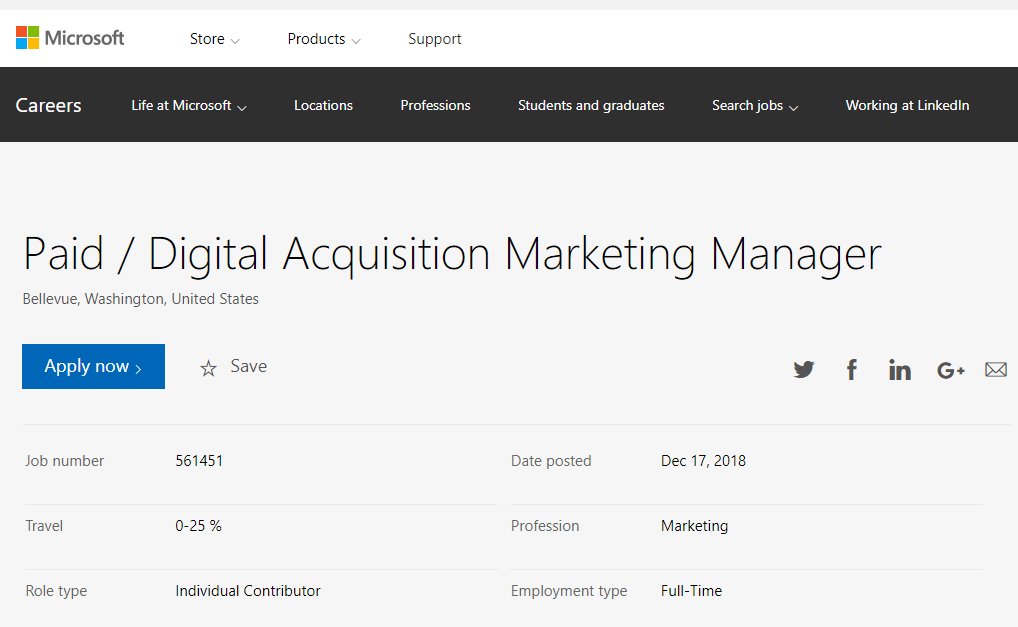 Anyone interested to come work in Seattle to run <a href="/BingAds/">Now @MSFTAdvertising</a> paid media campaigns?  It's a pretty good gig :) #ppcchat careers.microsoft.com/us/en/job/5614…