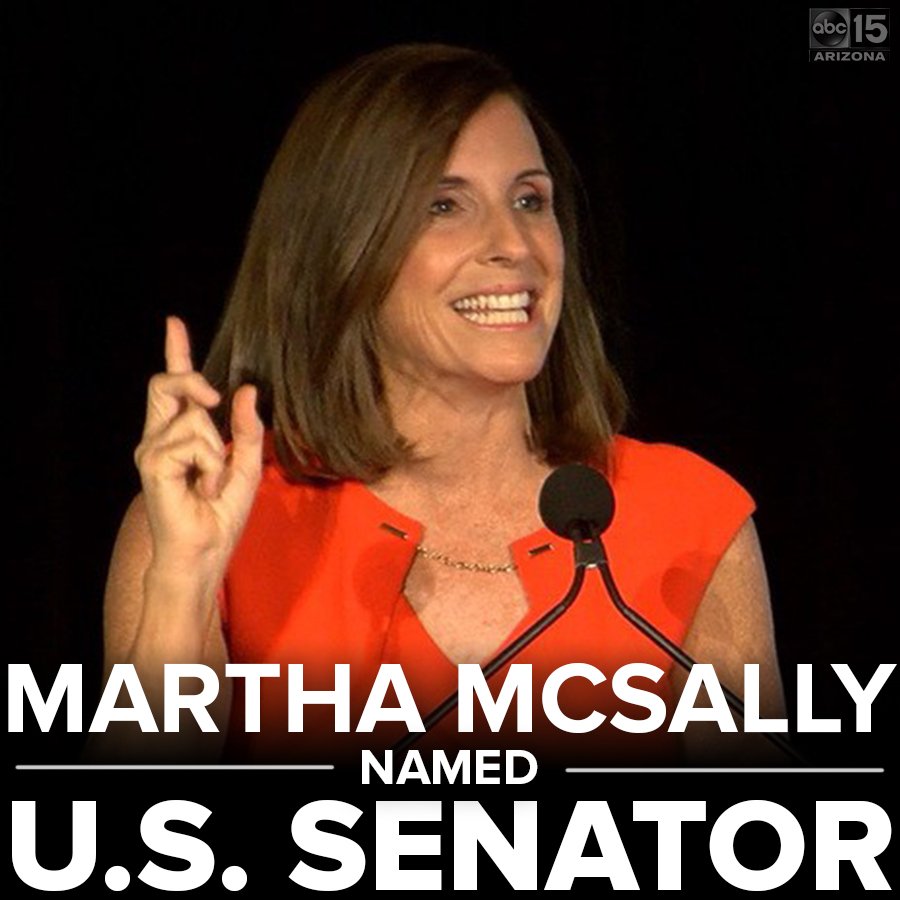 abc15's tweet image. #BREAKING: Governor Ducey announces the appointment of Martha McSally to U.S. Senator for Arizona. STORY: bit.ly/2ErpXVc #abc15