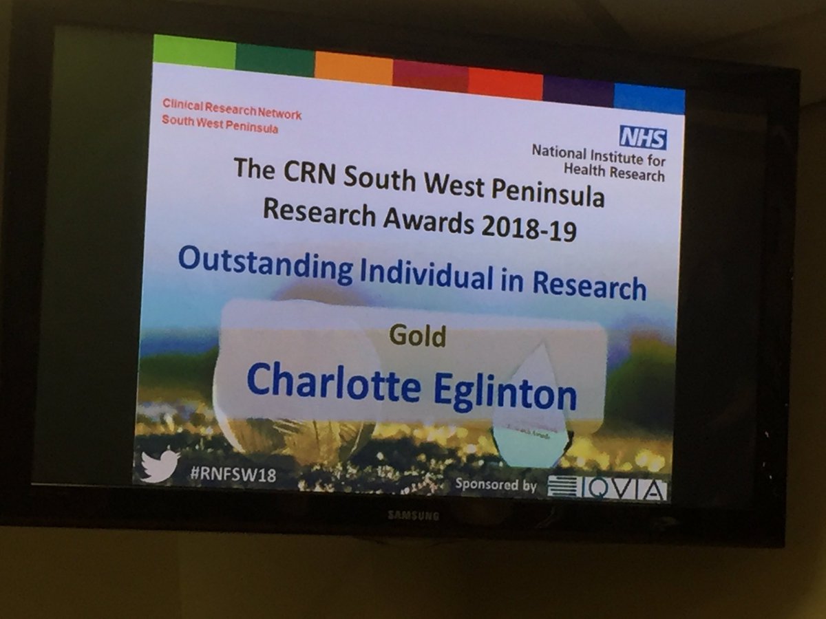 RDInUHP's tweet photo. Our very own Charlotte Eglinton won the Outstanding Individual in Research award at the #RNFSW18 @UHP_NHS #researchmatters https://t.co/tMXU4OvYeF