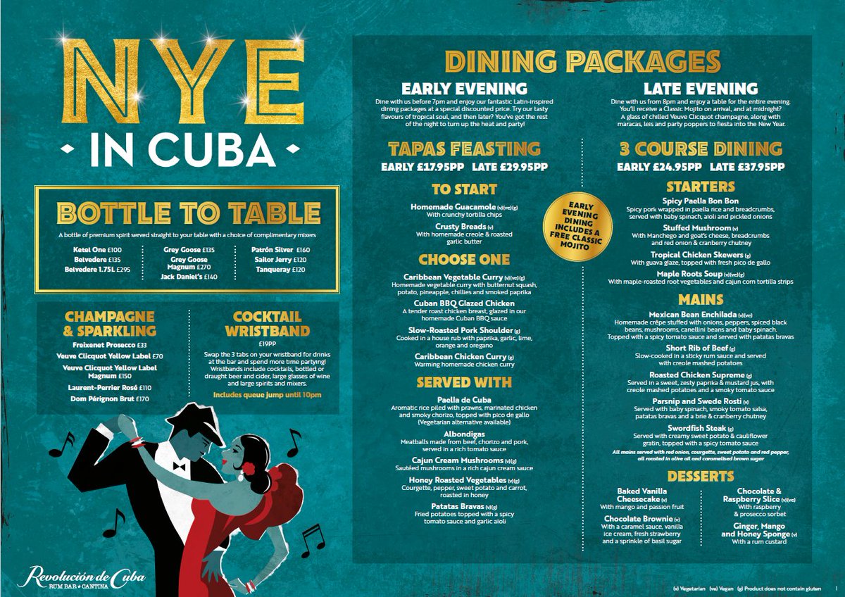 DeCubaHudds's tweet photo. Ready for the best party of the year? We are! 

End 2018 with a bang and start 2019 in style with:

>> Guest-List entry + ANY 3 drinks - £19 pp 🎫
>> Early Bird &amp; Late Night packages -from £17.95🍹🥘
>> Private Booth area complete with Bottle to Table 🍾

See you there! https://t.co/EXhqXkjN1q