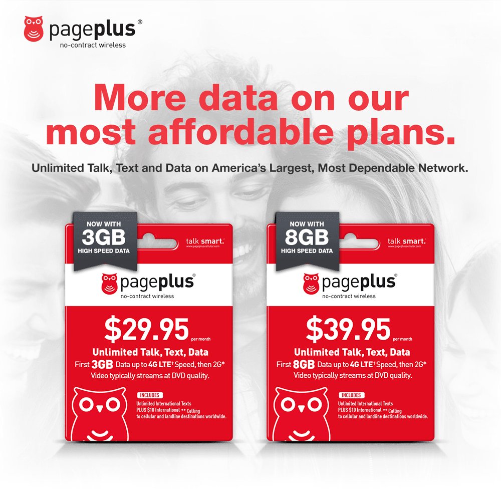 Rush_Star's tweet photo. #PagePlus
More data on most affordable plans. ๐ฒ #Unlimited talk, text and data on America's largest, most dependable #network. โจ https://t.co/wf8Gl9ZKBM
