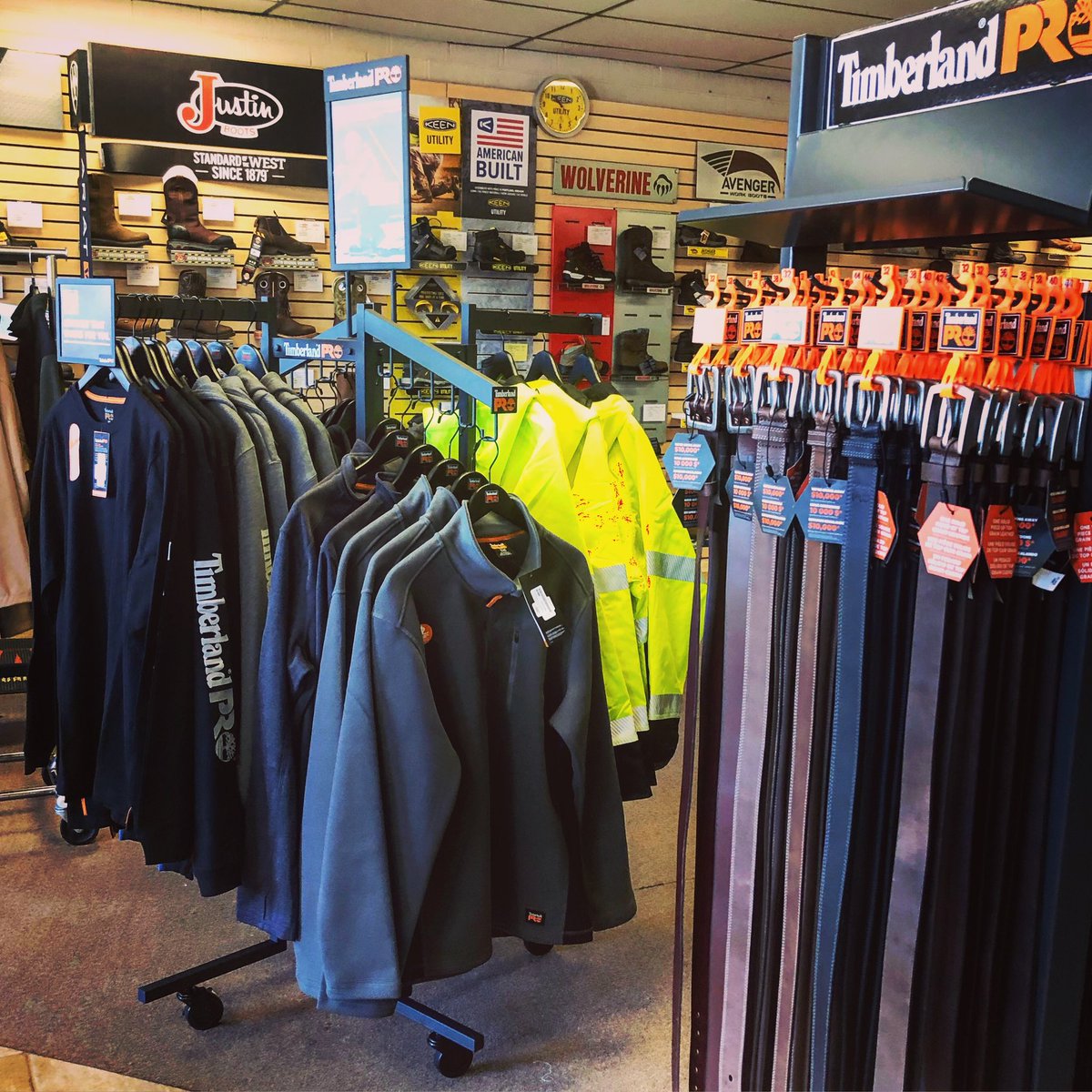 Did someone say Timberland?? We are happy to announce we are now carrying Timberland apparel on top of their boots and belts! Stop by and see the hoodies, quarter zips, long sleeves and high vis jackets #timberlandpro