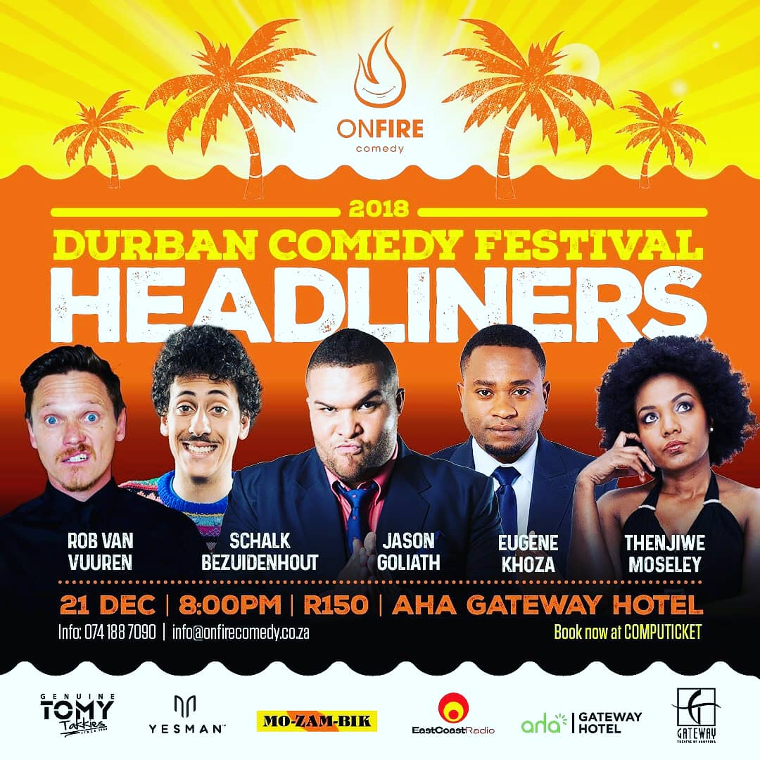eugenekhoza's tweet photo. This Friday Durban @ahagatewayhotel with the funniest guys I know #onfirecomedy https://t.co/8iZGSPya1q