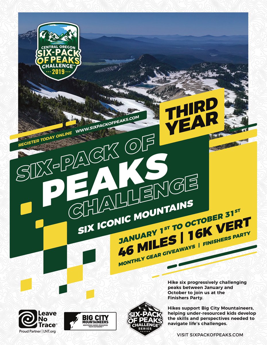 Registration is open now for the third annual Central Oregon Six-Pack of Peaks Challenge! sixpackofpeaks.com/oregon/ #sixpackofpeaks
