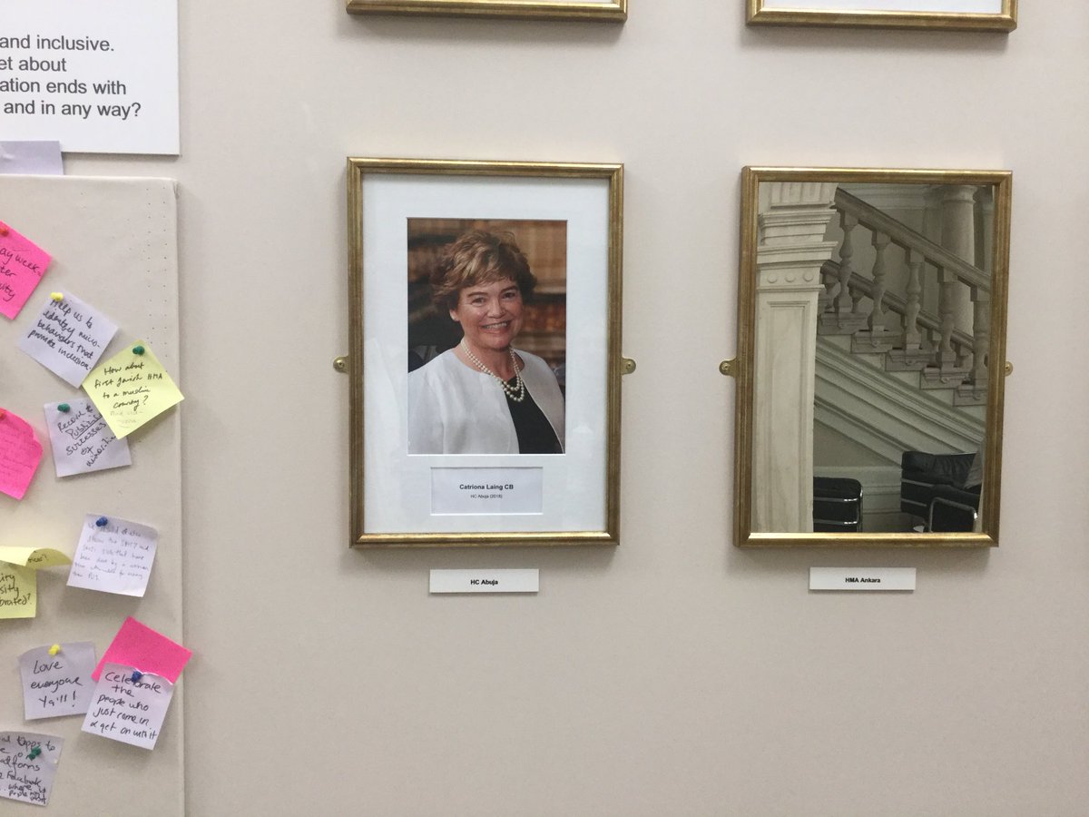 SimonMcDonaldUK's tweet image. In September @foreignoffice unveiled its Mirror Challenge: 13 mirrors each representing top job yet to be done by a woman. 3 months later 1st Mirror has been replaced by photo: @CatrionaLaing1 just arrived in Abuja as 1st woman High Commissioner @UKinNigeria Congratulations!