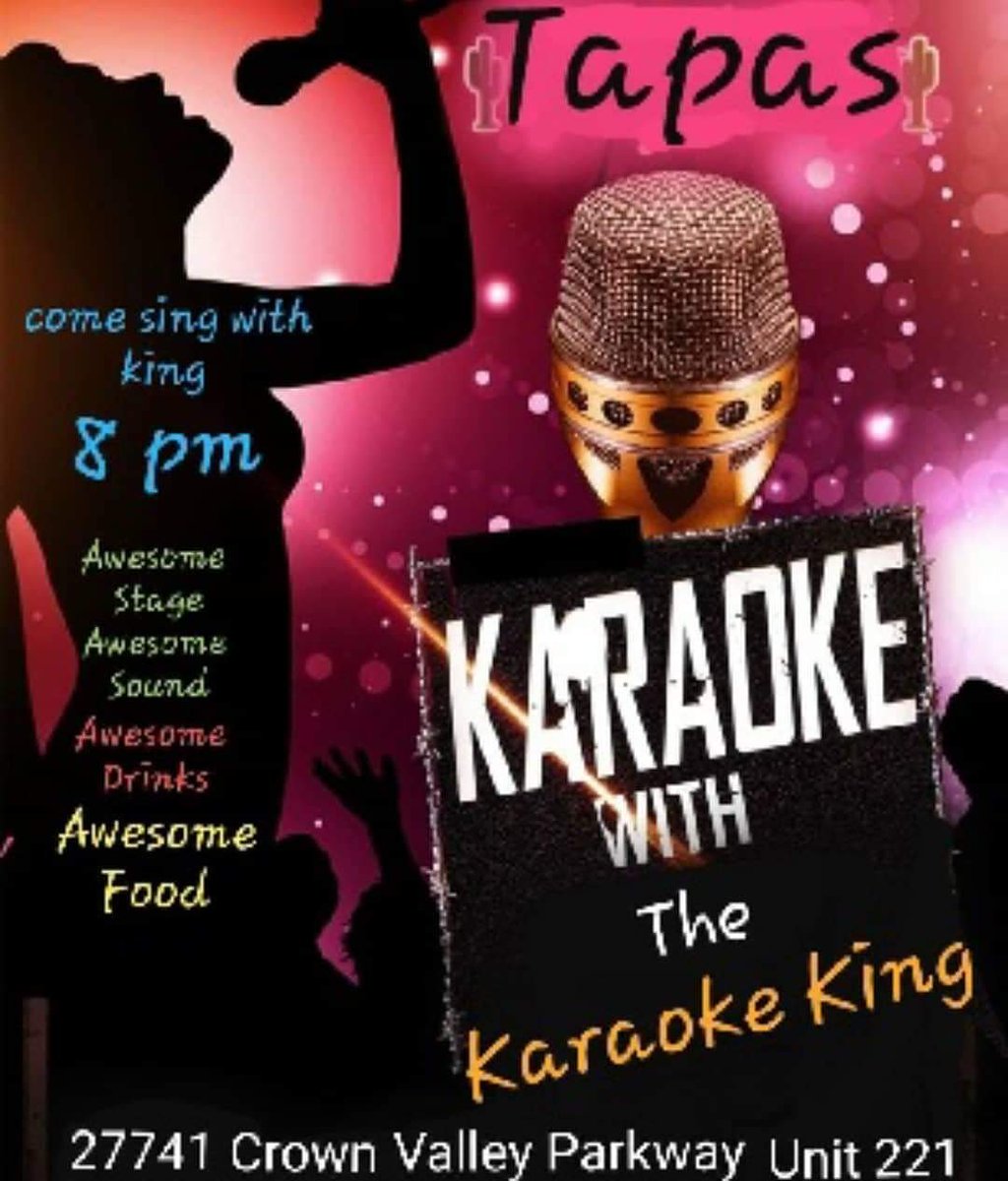 MVTapas's tweet photo. Wednesday Karaoke at Tapas
#missionviejo #sanclemente #sanjuancapistrano #irvine #danapoint #alisoviejo #lagunabeach #lagunaniguel #flamenco #ocsalsa #ocmix #dance #dancing #occlubs #ocvibes #uci #csfu #fullerton #santaana #anaheim #riverside #costamesa #karaoke @gokaleidoscope https://t.co/XCpVcKtSgA
