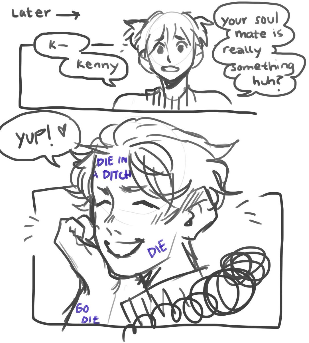 #crenny x that one au where whatever ur soulmate writes something on their skin it will pop out on yours
