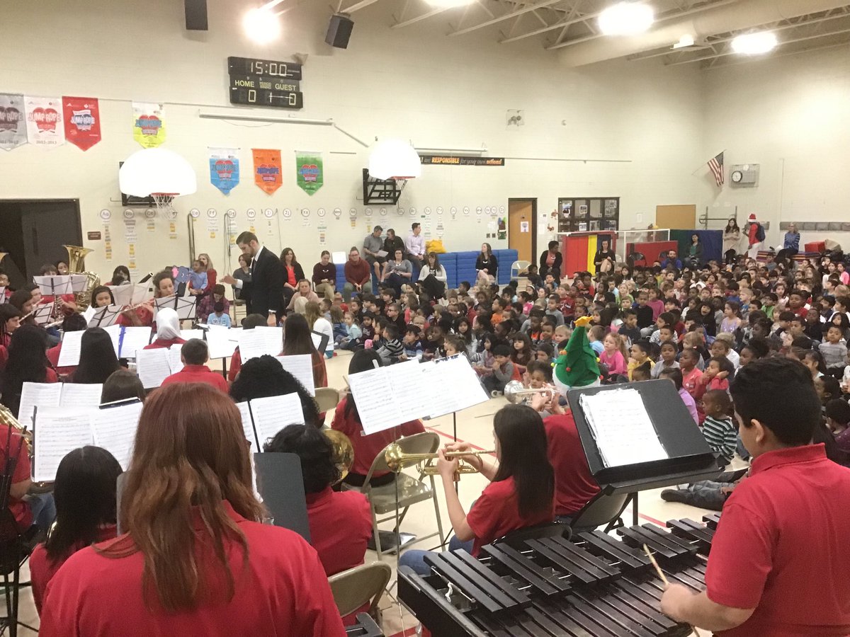 lwojope's tweet photo. The Viking Middle School band plays a holiday concert at Spaulding School. #d56achieves #GurneeD56 https://t.co/DYNRtTxLdt
