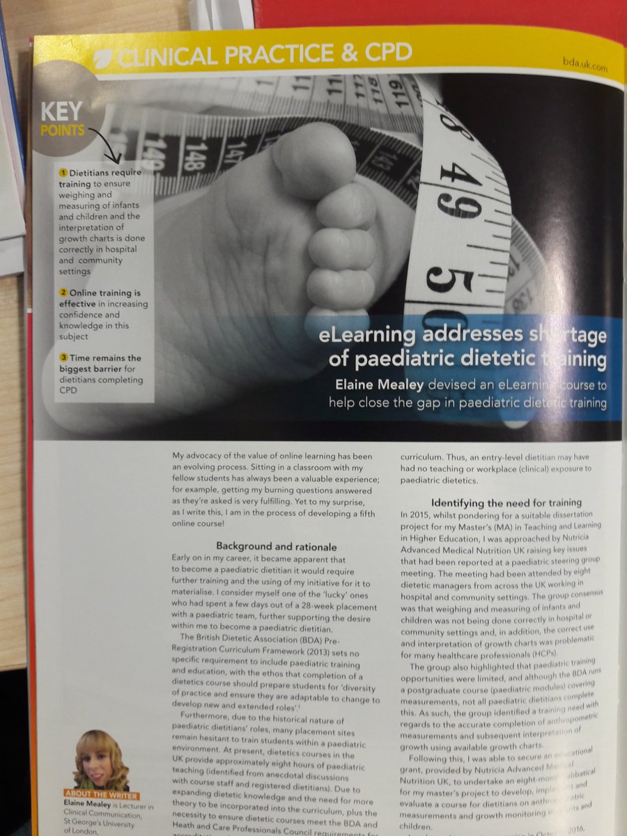 VitafloRDs's tweet photo. Interesting article in the latest Dietetics Today about the efficacy of a paediatric dietetics e-learning programme. @BDA_Dietitians #CPD https://t.co/b23Ug2es12