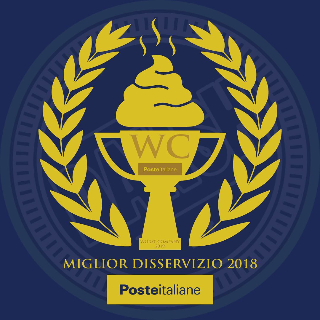 dansh_net's tweet photo. 🏆WC AWARD (Worst Company)🏆
⠀
AND THE WINNER IS...
Il premio per il miglior disservizio 2019 va a...
⠀
🥁🥁🥁🥁🥁🥁🥁🥁🥁🥁 ⠀
🥇@PosteNews !!!

#posteitaliane #disservizio #award #WCaward2018 #WCaward #dansh #codacons #altroconsumo #consumatori #disagio https://t.co/wU6jyFYgaa