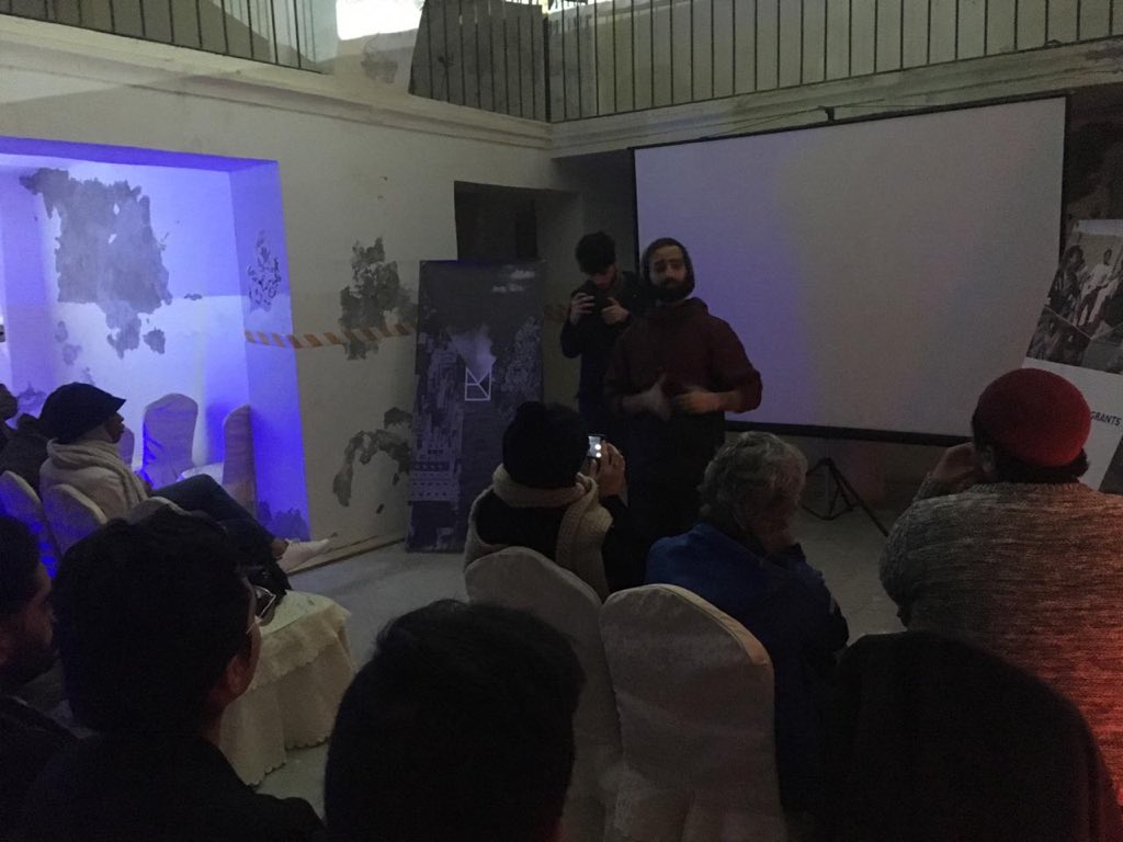 IOM_Libya's tweet photo. Happening now: the “Faces of Migration” exhibition kicks off in #Tripoli with a young crowd joining the event - that is also followed by a group discussion on migration. 

Today, we commemorate International Migrants Day in #Libya.

#MigrantsDay #WithDignity https://t.co/YCWgNWP4ky