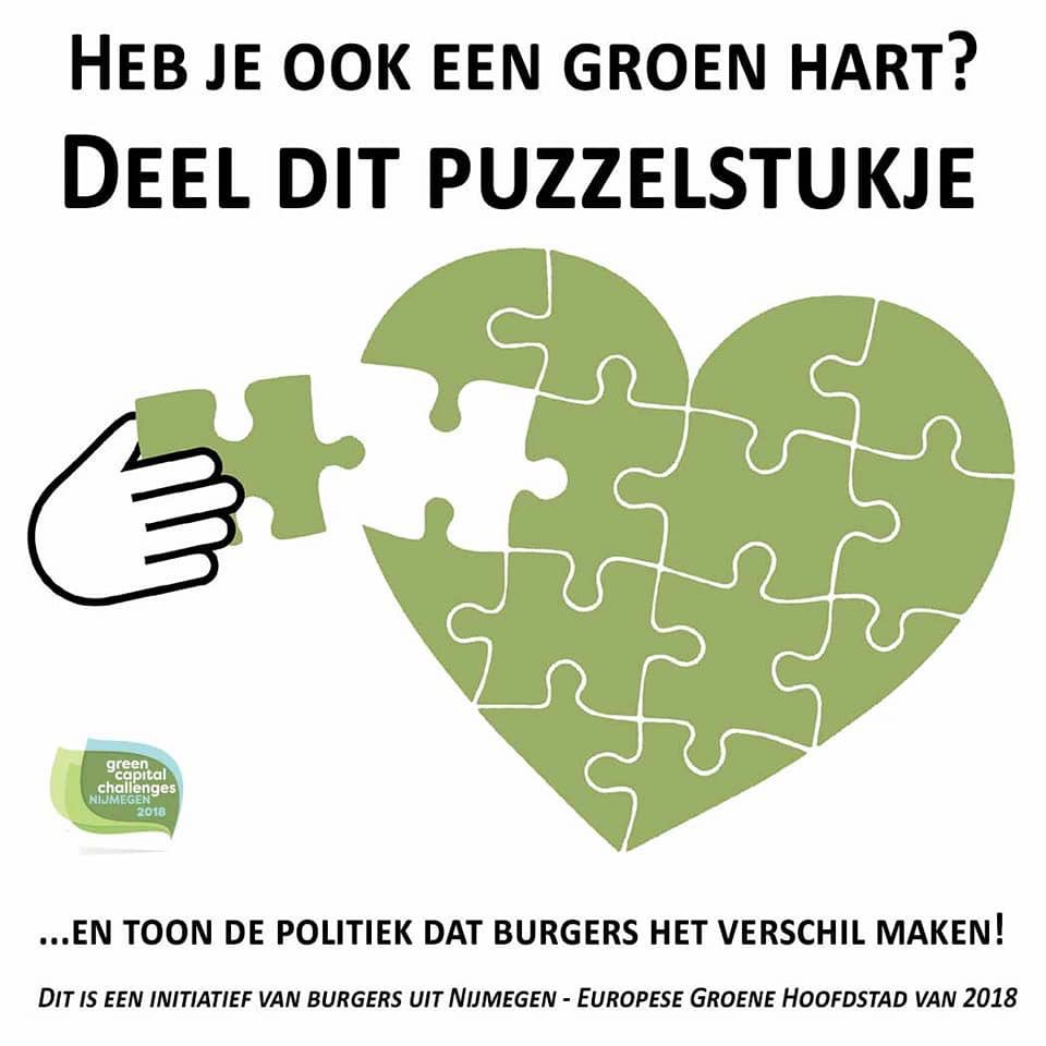 DEN HAAG, MAAK DE #KLIMAATPUZZEL AF!
Burgers vanuit Nijmegen -Green Capital van Europa- reiken graag een stukje aan voor het #klimaatakkoord. Niet de rekening, wel de oplossing met burgers.