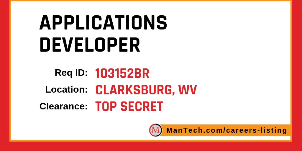 ManTechCareer's tweet image. Applications Developer
Clarksburg, WV
-
#Developer #ApplicationsDeveloper
Apply here: mantech.com/careers-listin…