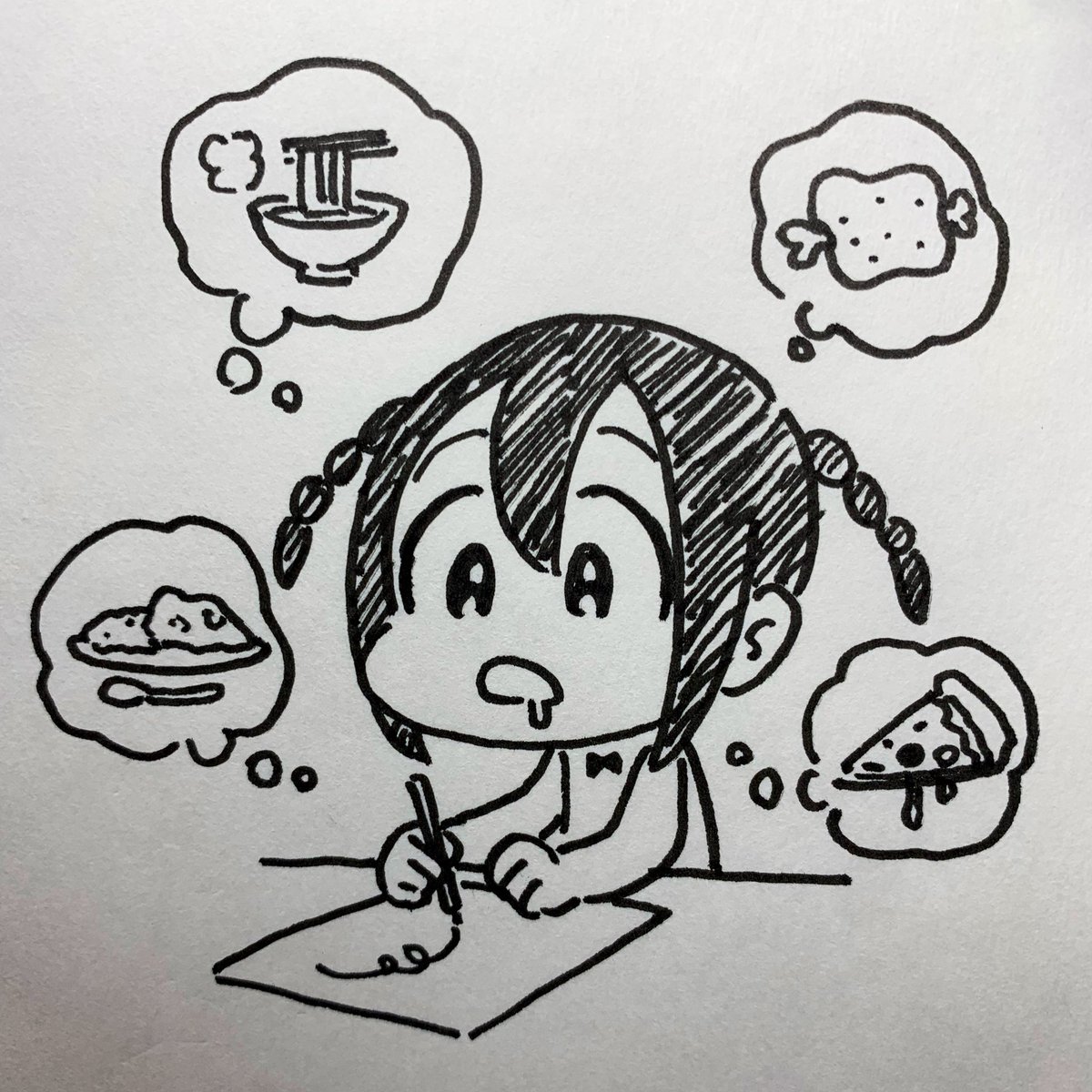 Conix おなかがへりすぎて集中力を失った人のイラストです