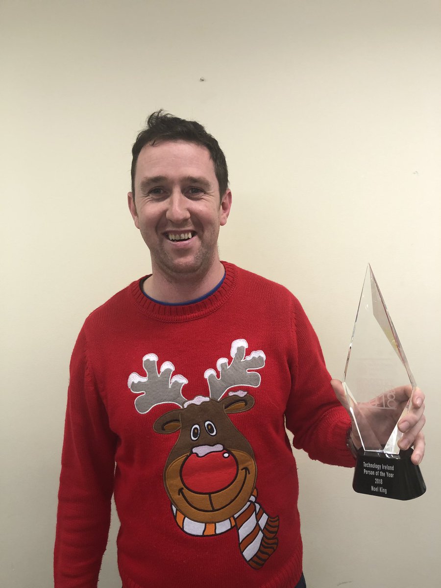 Our CTO <a href="/_noelking/">Noel King</a> just received his Technology Ireland Person of the Year 2018 trophy - certainly wasn’t an award for best dressed technologist - #TechIRLawards #ChristmasJumper