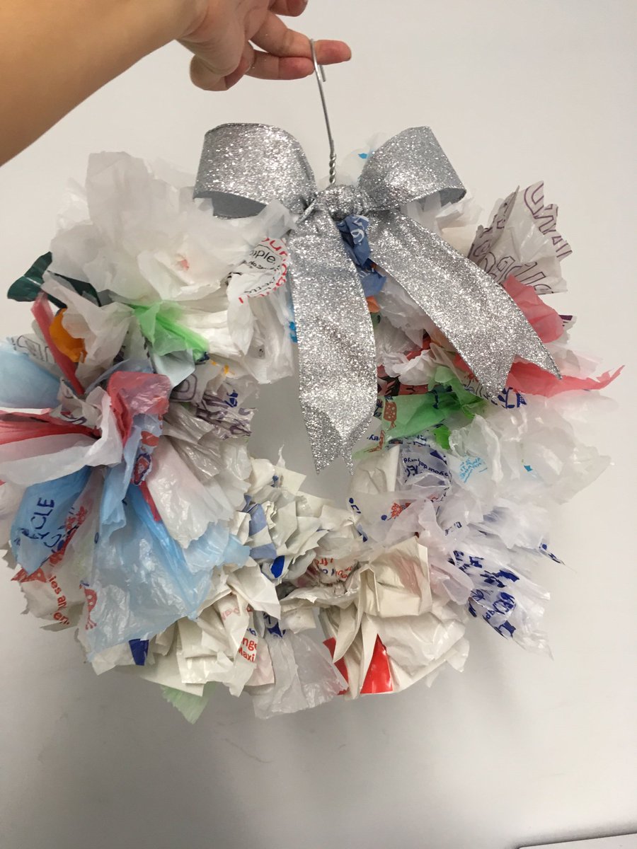 Why create waste at #Christmas when you can reuse it to create something beautiful? My fabulous Year 7 warriors smashing it with their #upcycled #plasticbagwreaths. #classroomcraft