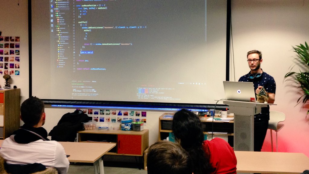 olegskl's tweet photo. Tonight at #BouffeFront @SFEIRParis we discussed @reactjs hooks, side effects, ate French pies prepared by our colleague at @sfeir, and Russian sweets. Oh, and have I mentioned Belgian beers? We had those too! See you in 2019 (^_^)/ https://t.co/sVGsbSjTDh