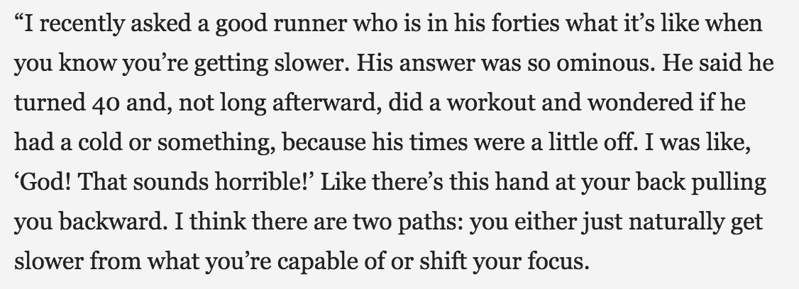 drlesko's tweet photo. Ha! This would've made me depressed 5 yrs ago. But I'm here to tell you, it's not all about the times! Every year you get to turn the page, see what you can do. Some in their prime think you should quit when you start getting slower. But running is rewarding, just in the doing. https://t.co/cziPZjMSpi